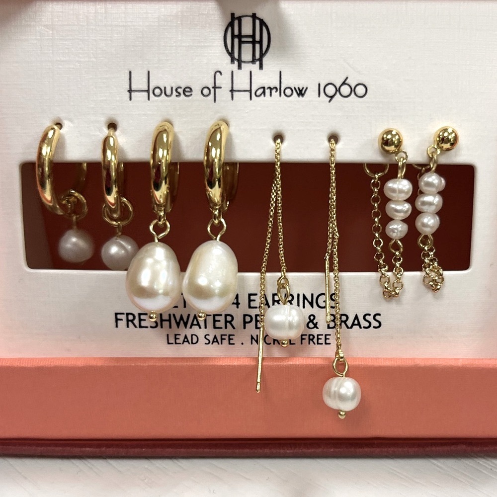 NWT ⚜️🤍⚜️ House of Harlow 1960 Gorgeous Freshwater pearls Earring Set - Picture 9 of 10
